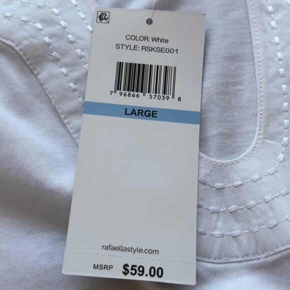 RAFAELLA SHORT SLEEVE CASUAL V-NECK TOP IN WHITE NWT WOMEN'S SIZE LARGE - Picture 8 of 12